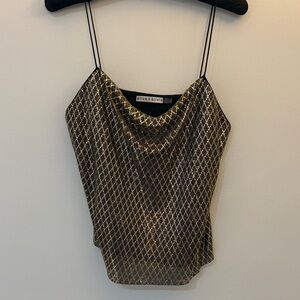 Alice + Olivia Black and Gold chainmail top